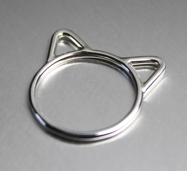cat ears ring in sterling silver