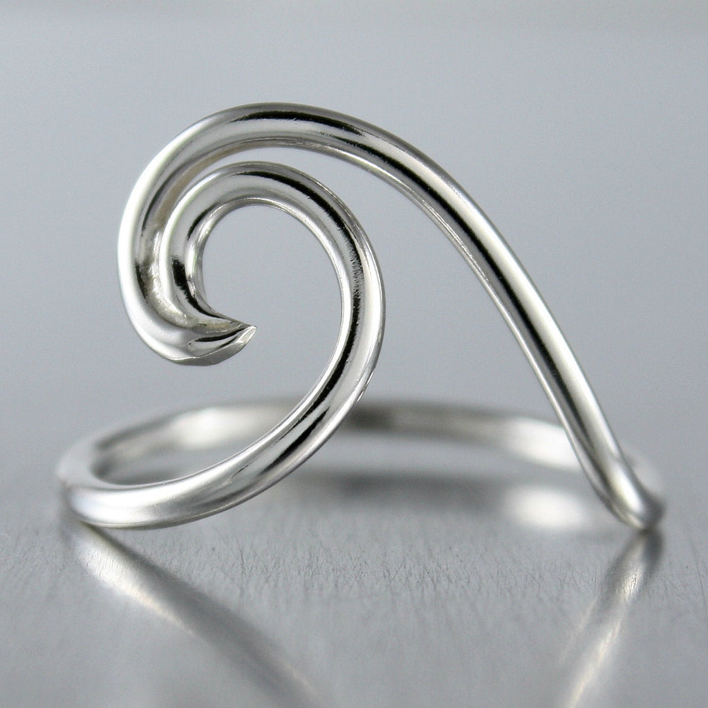 beach wave ring design in sterling silver