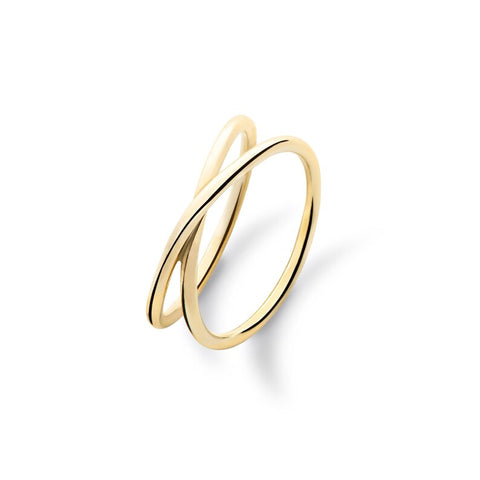 14K yellow gold overlapping infinity ring
