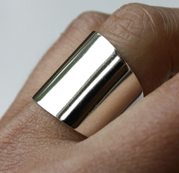 wide tube ring sterling silver