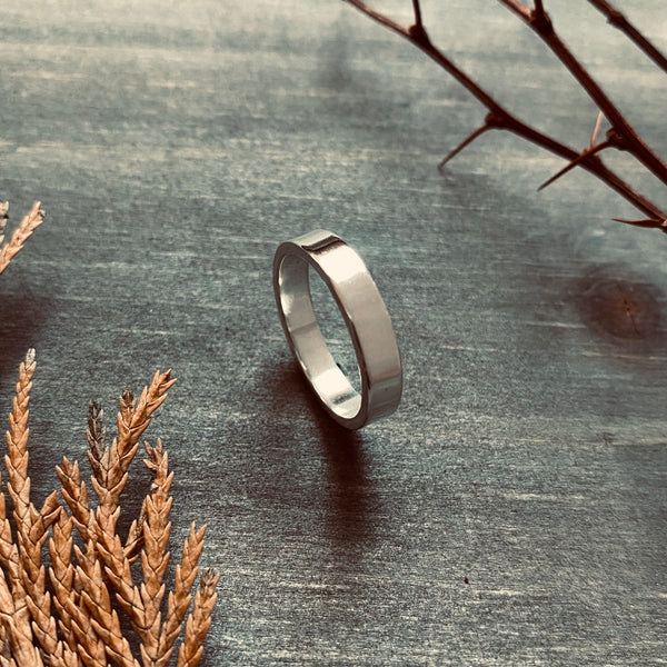 simple sterling silver 4mm wide band